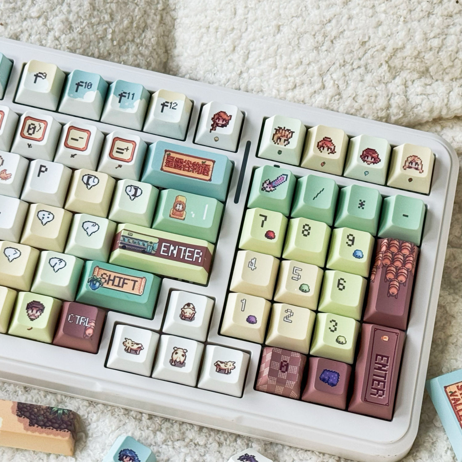 Gaming Accessories Cute - 137 Keys Pixel Style Keycaps Cute