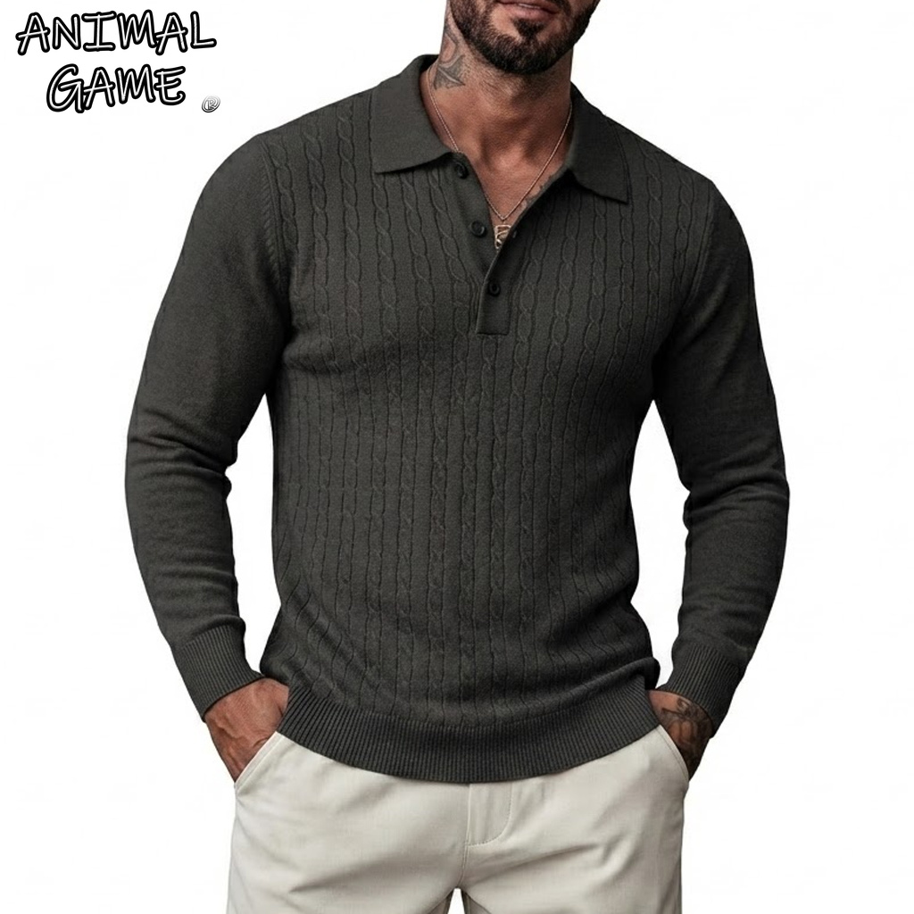 Sleeved Cable Kit - Autumn Mens Casual Long Sleeve Button