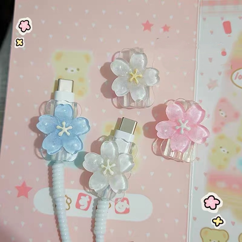 Sleeved Cable Kit - 2 pcs Cherry Blossom Cable Protector