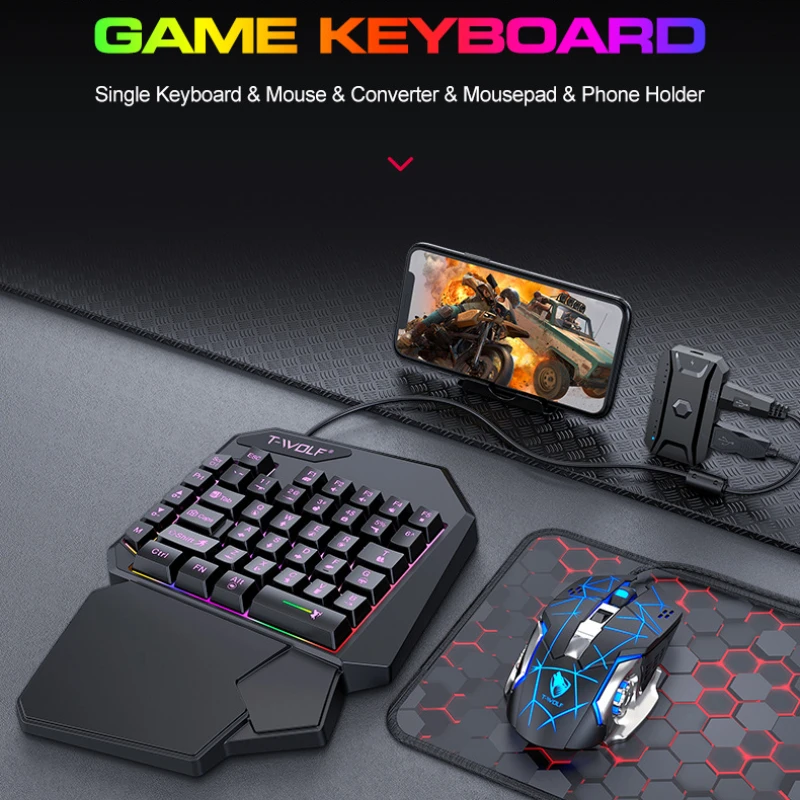 T-WOLF TF900 One Handed Keyboa - Gaming Accessories Mobile ulasan dan harga