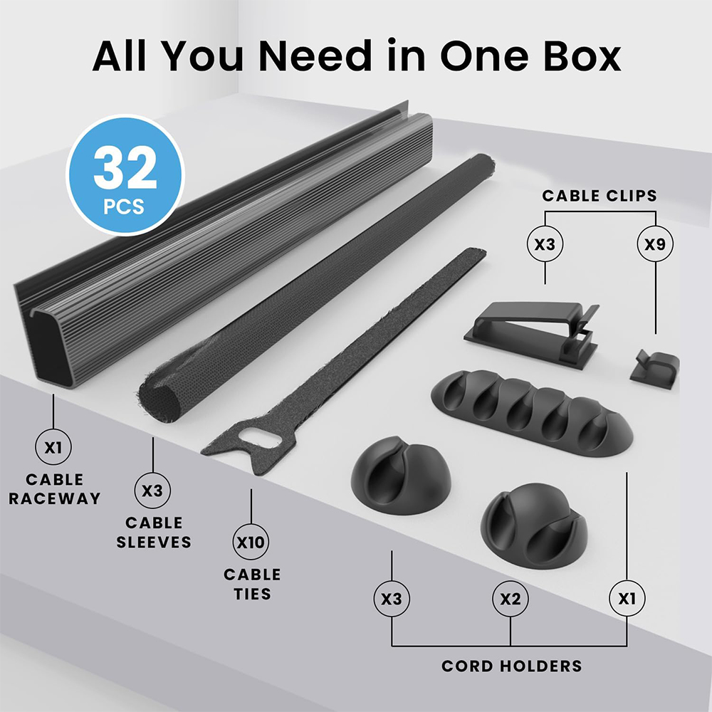 32Pcs Desk Under Cable Managem - Sleeved Cable Kit ulasan dan harga