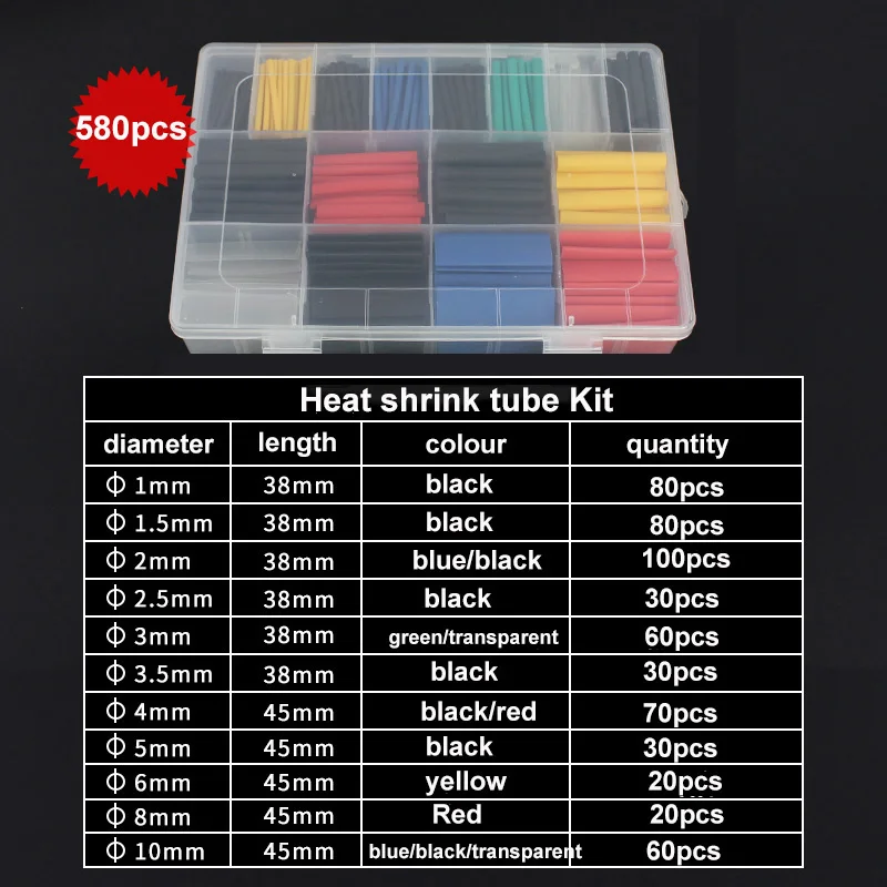 580pcs/Set Waterproof Shrinkag - Sleeved Cable Kit ulasan dan harga