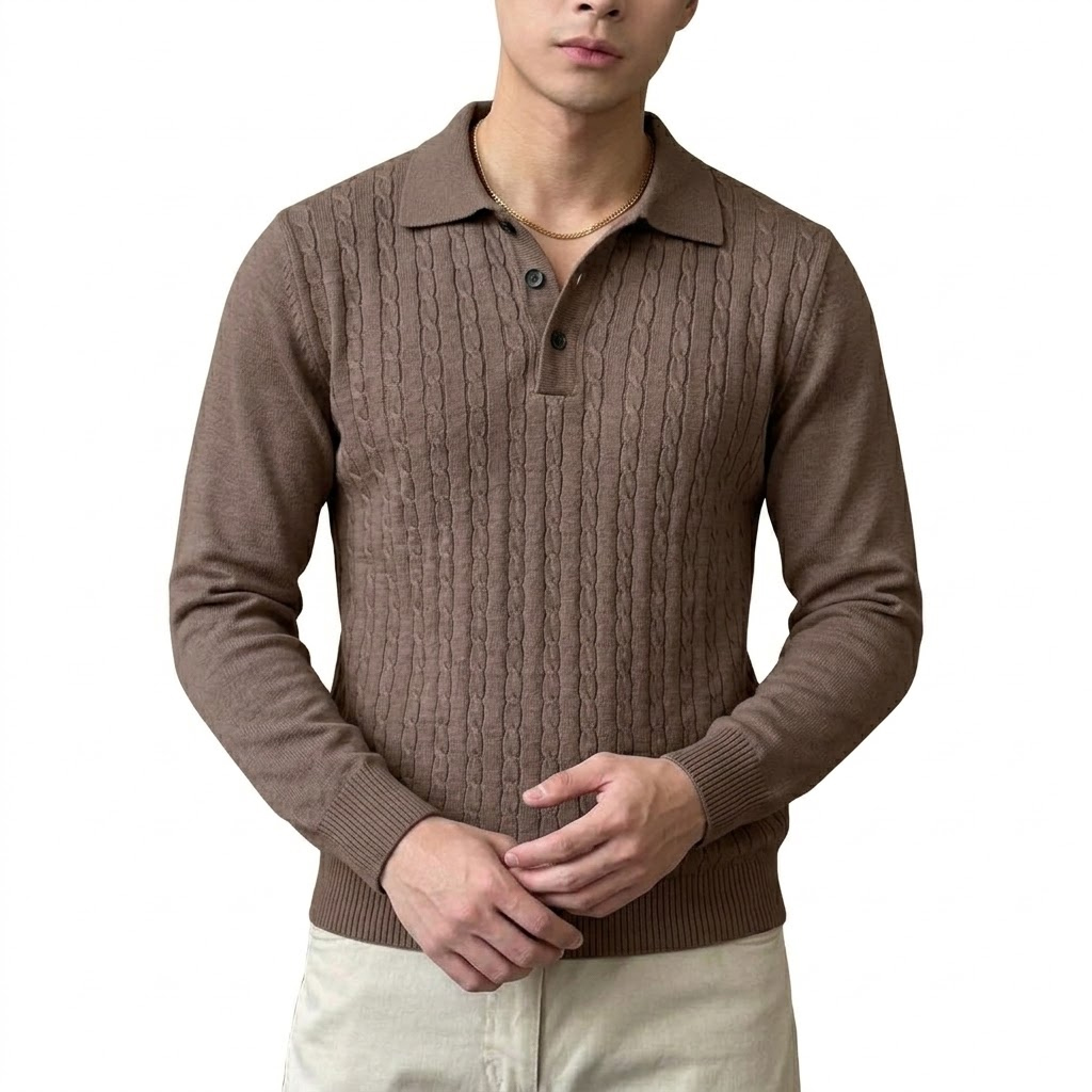 Autumn Men's Casual Cable Knit - Sleeved Cable Kit ulasan dan harga