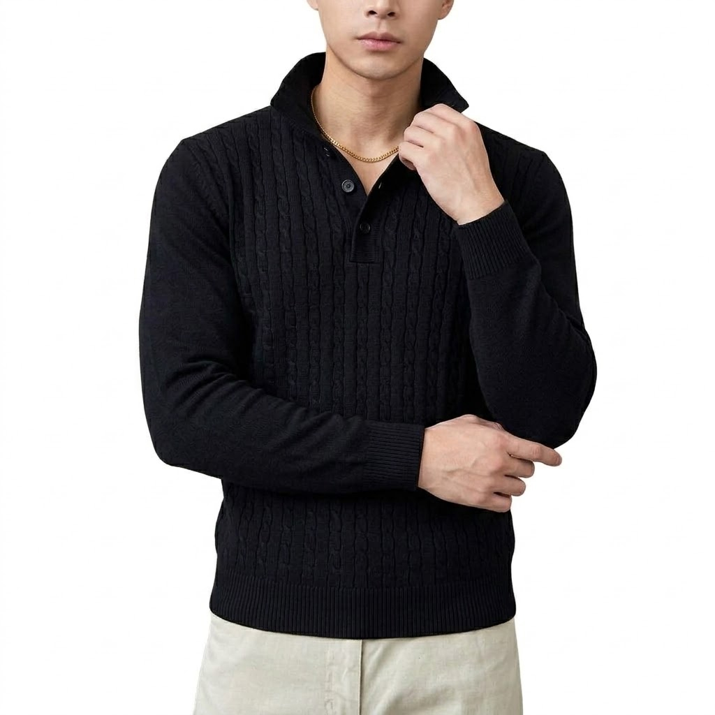 Autumn Men's Casual Cable Knit - Sleeved Cable Kit ulasan dan harga